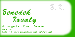 benedek kovaly business card